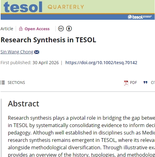 Research Synthesis in TESOL Sin Wang Chong